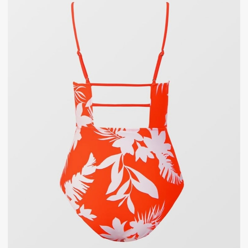 Bathing Suit Square Neck Cutout Back Tummy Control with Adjustabable straps sz L - Picture 5 of 8